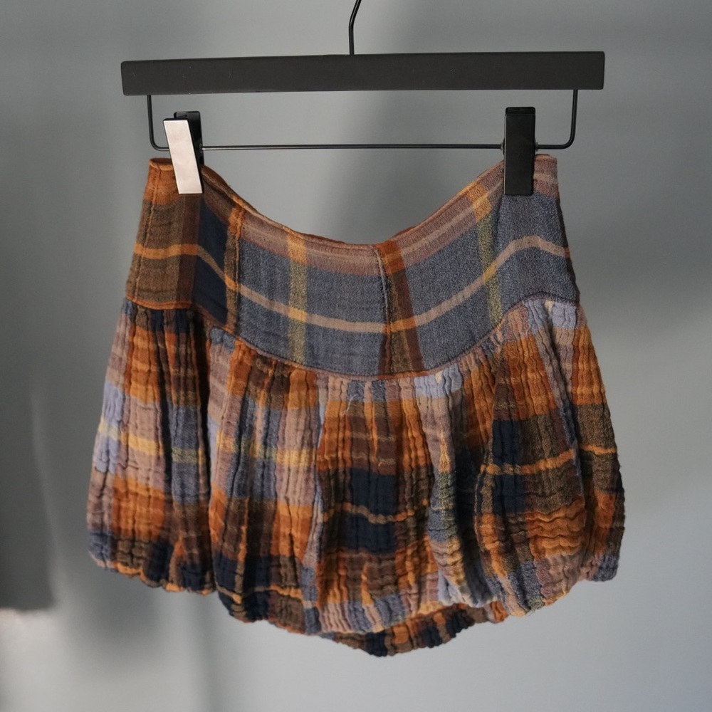 Free People Plaid Mini Skirt with Balloon Hem